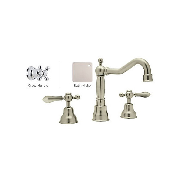 Rohl AC107X-2 3-Hole Widespread Faucet With Metal Cross Handles