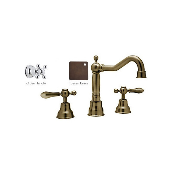 Rohl AC107X-2 3-Hole Widespread Faucet With Metal Cross Handles