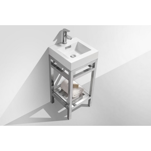 KubeBath AC16-P Cisco 16 Inch Stainless Steel Console With Acrylic Sink