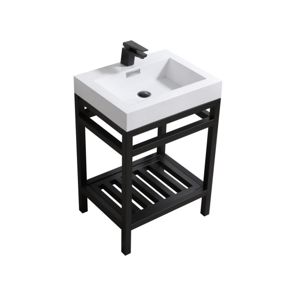KubeBath AC24-P Cisco Stainless Steel Console With Rectangular Acrylic Sink