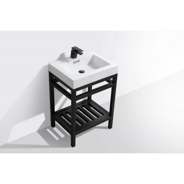 KubeBath AC24-P Cisco Stainless Steel Console With Rectangular Acrylic Sink