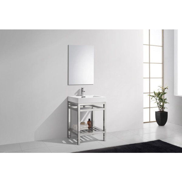 KubeBath AC24-P Cisco Stainless Steel Console With Rectangular Acrylic Sink