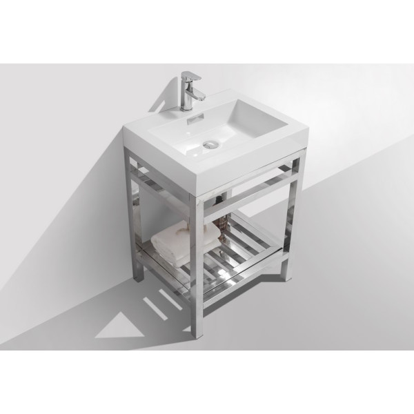 KubeBath AC24-P Cisco Stainless Steel Console With Rectangular Acrylic Sink
