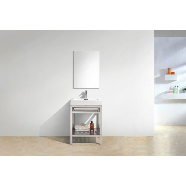 KubeBath AC24-P Cisco Stainless Steel Console With Rectangular Acrylic Sink