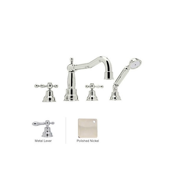 Rohl AC262LM 4-Hole Deck Mounted tub Filler With Lever Handles & Handshower