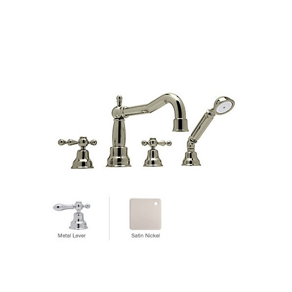 Rohl AC262LM 4-Hole Deck Mounted tub Filler With Lever Handles & Handshower