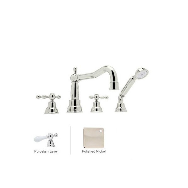Rohl AC262OP 4-Hole Deck Mounted tub Filler With Lever Handles & Handshower