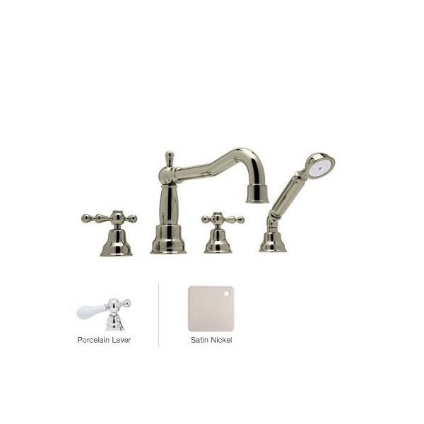 Rohl AC262OP 4-Hole Deck Mounted tub Filler With Lever Handles & Handshower