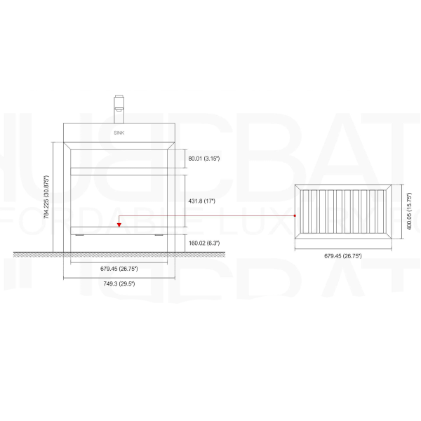 KubeBath AC30-P Cisco Stainless Steel Console With Acrylic Sink and Overflow