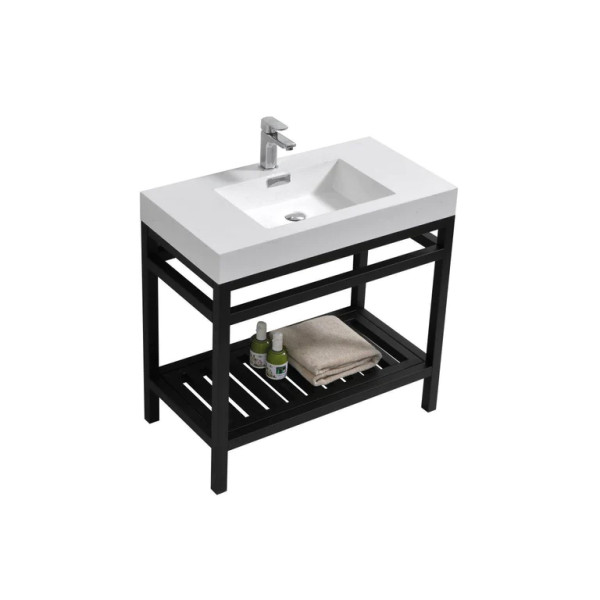 KubeBath AC36 Cisco 36" Stainless Steel Console with Acrylic Sink.
