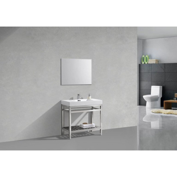 KubeBath AC36 Cisco 36" Stainless Steel Console with Acrylic Sink.
