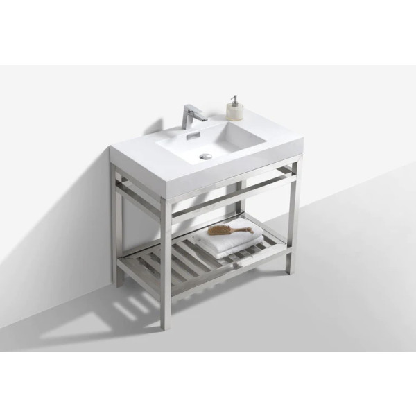KubeBath AC36 Cisco 36" Stainless Steel Console with Acrylic Sink.