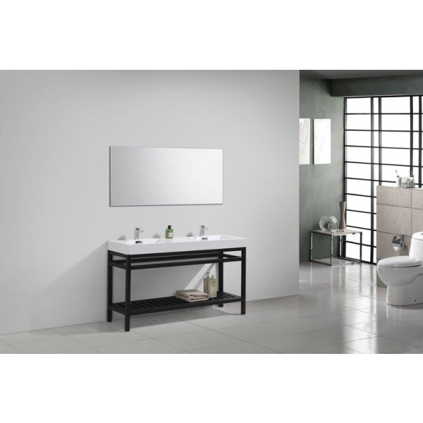 KubeBath AC60D Cisco 60" Double Sink Stainless Steel Console with Acrylic Sink