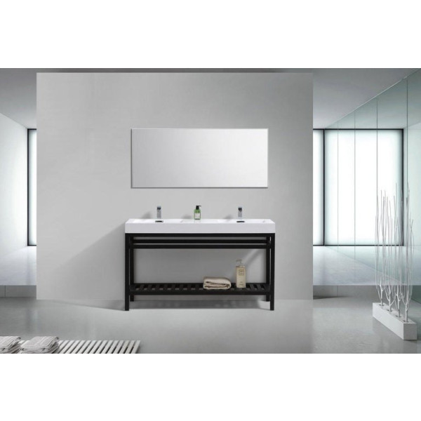 KubeBath AC60D Cisco 60" Double Sink Stainless Steel Console with Acrylic Sink
