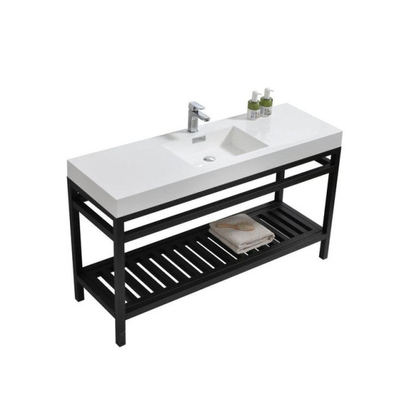 KubeBath AC60S Cisco 60" Single Sink Stainless Steel Console with Acrylic Sink