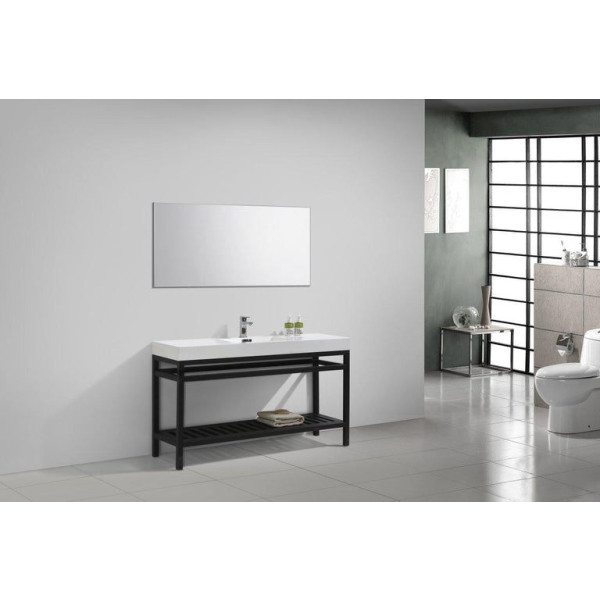 KubeBath AC60S Cisco 60" Single Sink Stainless Steel Console with Acrylic Sink