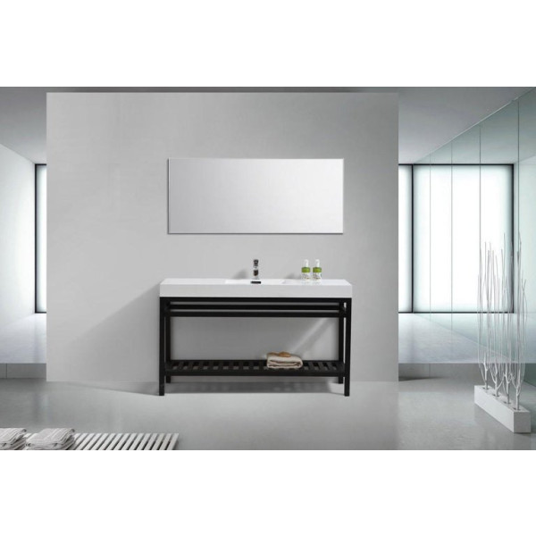KubeBath AC60S Cisco 60" Single Sink Stainless Steel Console with Acrylic Sink