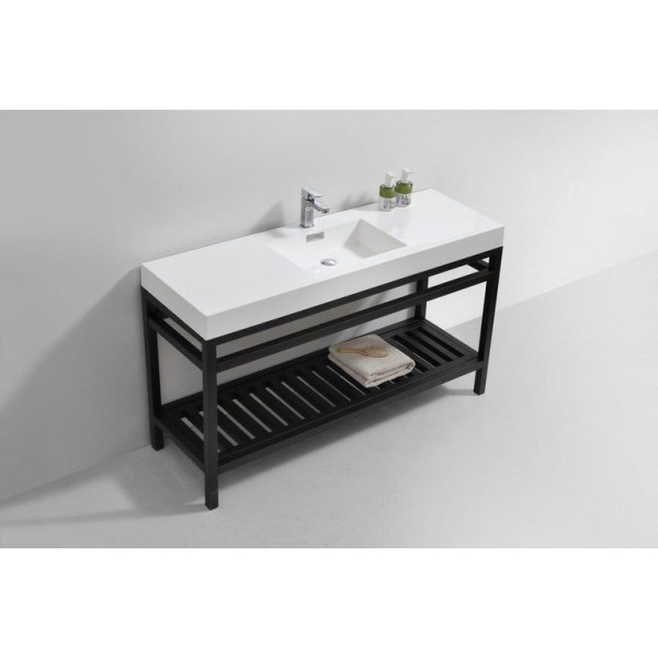 KubeBath AC60S Cisco 60" Single Sink Stainless Steel Console with Acrylic Sink