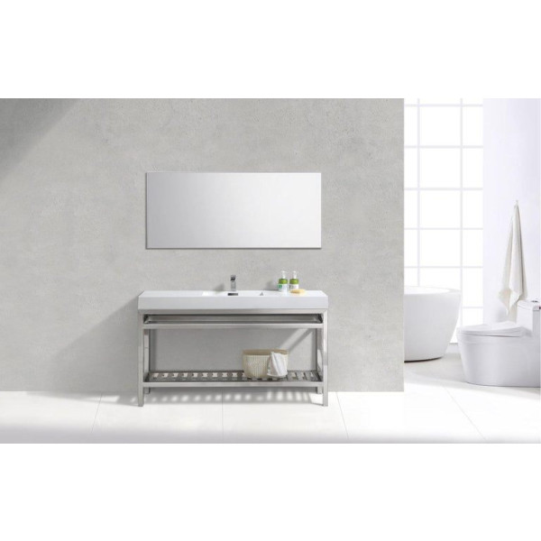 KubeBath AC60S Cisco 60" Single Sink Stainless Steel Console with Acrylic Sink