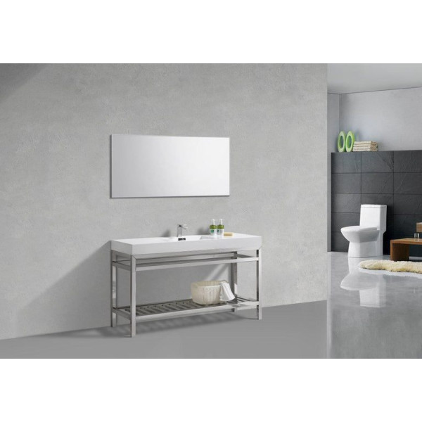KubeBath AC60S Cisco 60" Single Sink Stainless Steel Console with Acrylic Sink
