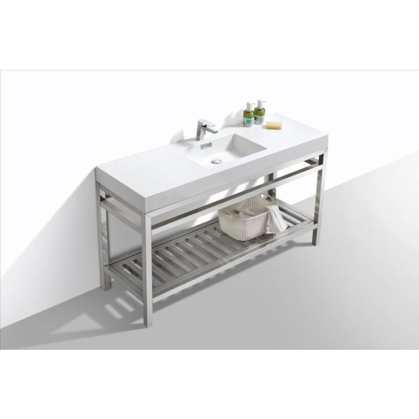 KubeBath AC60S Cisco 60" Single Sink Stainless Steel Console with Acrylic Sink