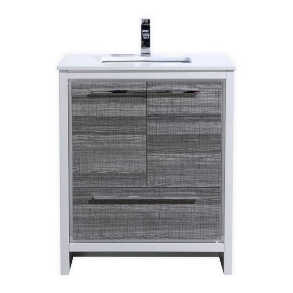 KubeBath AD630 Dolce 30 Inch Bath Vanity with White Quartz Counter-Top