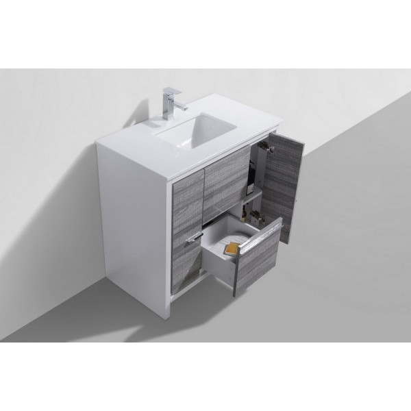 KubeBath AD636 Dolce 36 Inch Bathroom Vanity With White Counter-Top