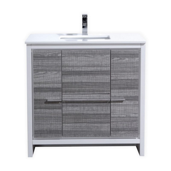 KubeBath AD636 Dolce 36 Inch Bathroom Vanity With White Counter-Top
