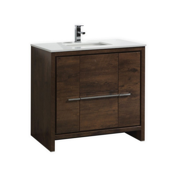 KubeBath AD636 Dolce 36 Inch Bathroom Vanity With White Counter-Top