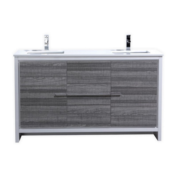 KubeBath AD660D Dolce 60 Inch Double Sink Bathroom Vanity