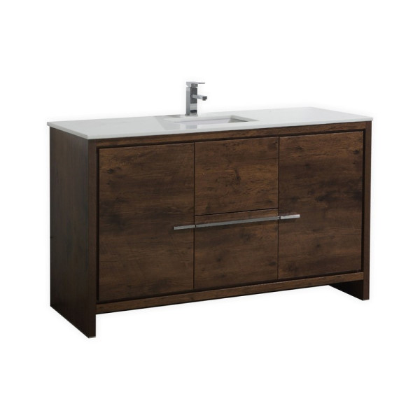 KubeBath AD660S Dolce 60 Inch Bath Vanity With White Quartz Counter-Top