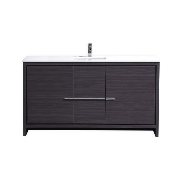 KubeBath AD660S Dolce 60 Inch Bath Vanity With White Quartz Counter-Top