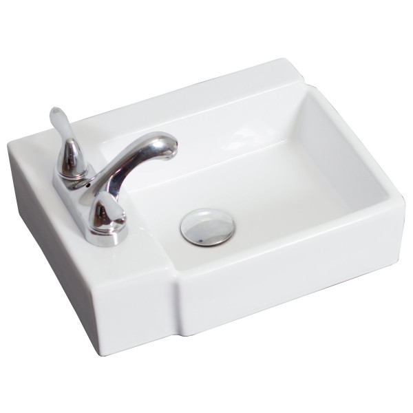 American Imagination AI-1302 Above Counter Rectangle Vessel In White Color For 4-in. o.c. Faucet