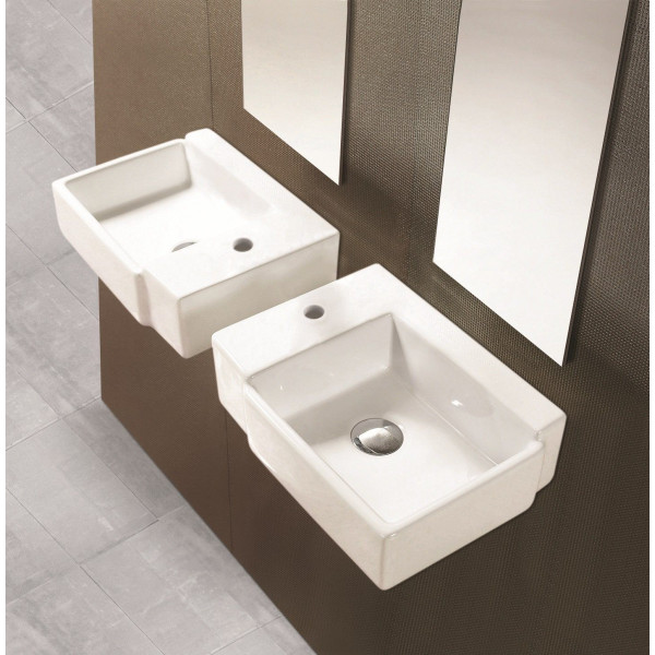 American Imagination AI-1307 Wall Mount Rectangle Vessel In White Color For Single Hole Faucet