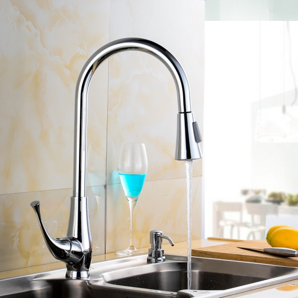 American Imaginations AI-16747 Single Hole Brass Kitchen Faucet In Chrome