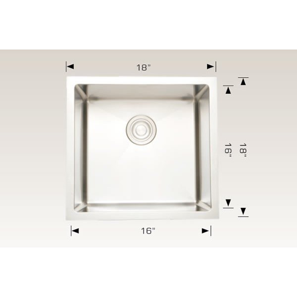 American Imagination AI-27412 18" Stainless Steel Kitchen Sink In Chrome