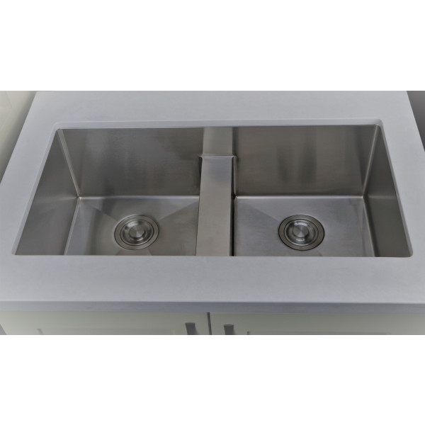 American Imagination AI-27420 16 Gauge Double Bowl Kitchen Sink Chrome