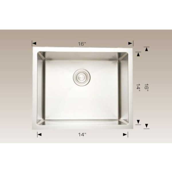 American Imagination AI-27521 Square Undermount Kitchen Sink In Chrome