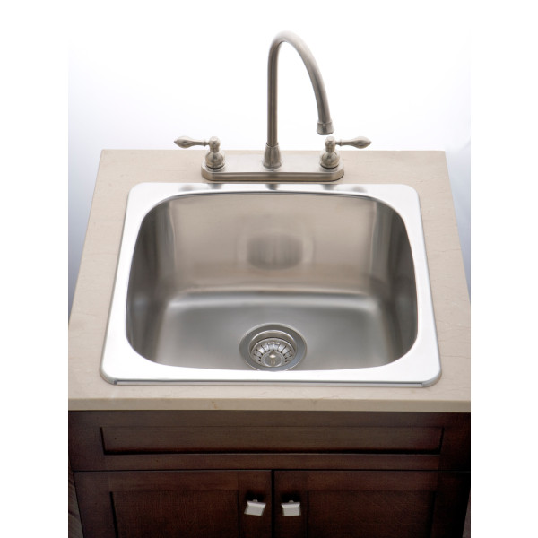 American Imagination AI-27598 20" Single Bowl Steel Laundry Sink In Chrome