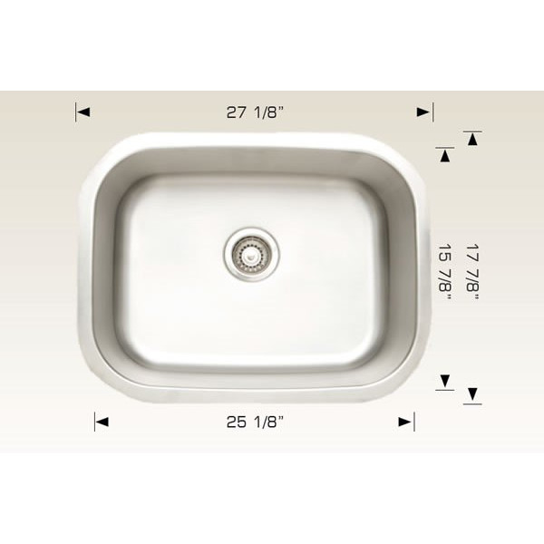 American Imagination AI-27628 28 Inch 18 Gauge Steel Kitchen Sink In Chrome