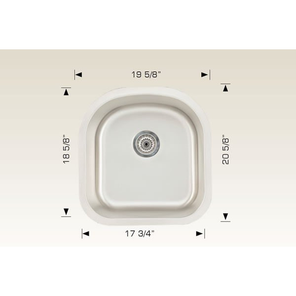 American Imagination AI-27640 18 Gauge 20.63 Inch Kitchen Sink In Chrome