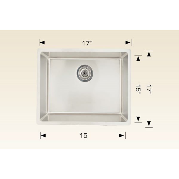 American Imagination AI-27683 Single Bowl Rectangle Kitchen Sink In Chrome