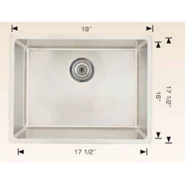 American Imagination AI-27689 19" Undermount Steel Kitchen Sink In Chrome