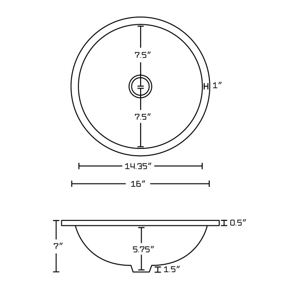 American Imagination AI-403 16 Inch Round Undermount Sink In Biscuit Color