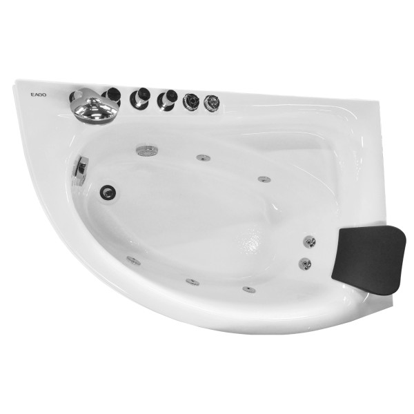 EAGO AM161-L 59" Single Person Corner White Acrylic Whirlpool Bath Tub