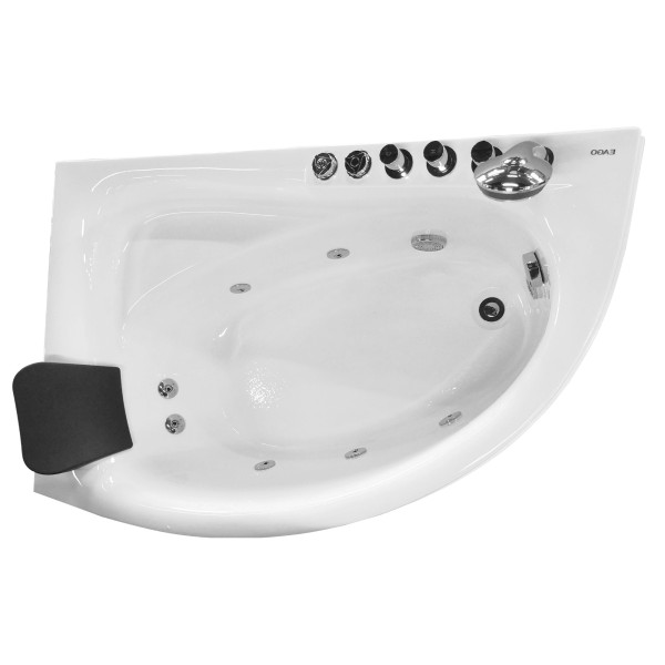 EAGO AM161-R 59" Single Person Corner White Acrylic Whirlpool BathTub