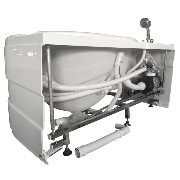 EAGO AM175-L 57'' White Acrylic Right Drain Jetted Whirlpool Bathtub W/ Fixtures