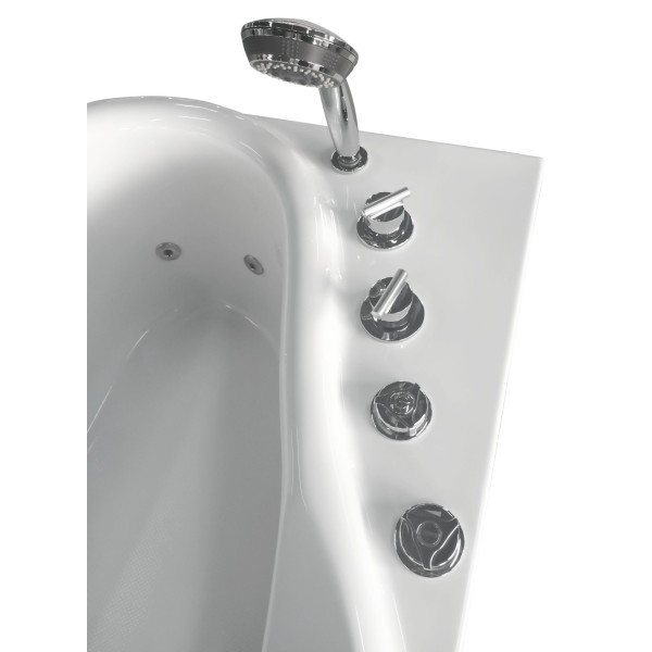 EAGO AM175-L 57'' White Acrylic Right Drain Jetted Whirlpool Bathtub W/ Fixtures