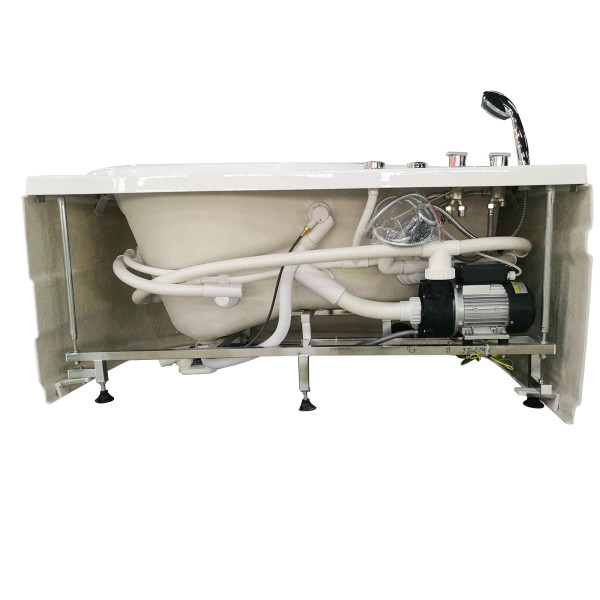 EAGO AM175-L 57'' White Acrylic Right Drain Jetted Whirlpool Bathtub W/ Fixtures