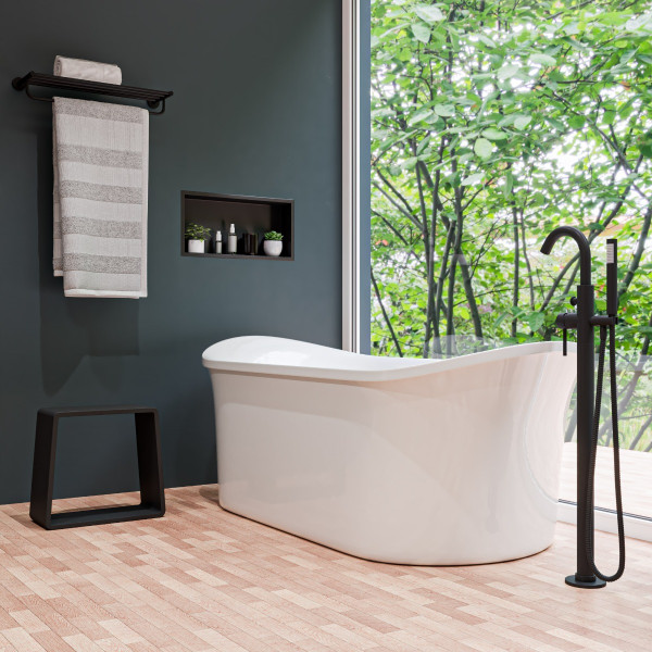 EAGO AM1900  74" White Free Standing Oval Air Bubble Bathtub